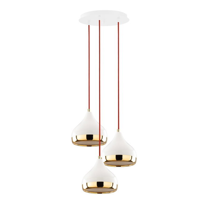 Opviq Lámpara de araña Plain Glam ajustable en Blanco, Rojo y Dorado